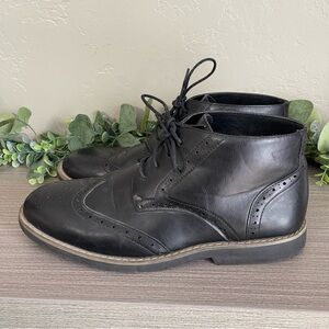 Alpine Swiss Men’s Geneva Wing Tip Dress Shoes Black Lace Up Ankle Boots 11